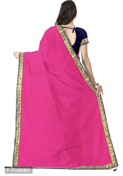 Stylish Pink Cotton Silk Saree With Blouse Piece For Women-thumb2