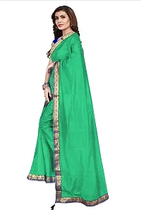 Stylish Green Cotton Silk Saree With Blouse Piece For Women-thumb2