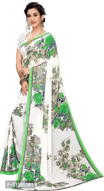 Stylish White Art Silk Saree With Blouse Piece For Women-thumb2