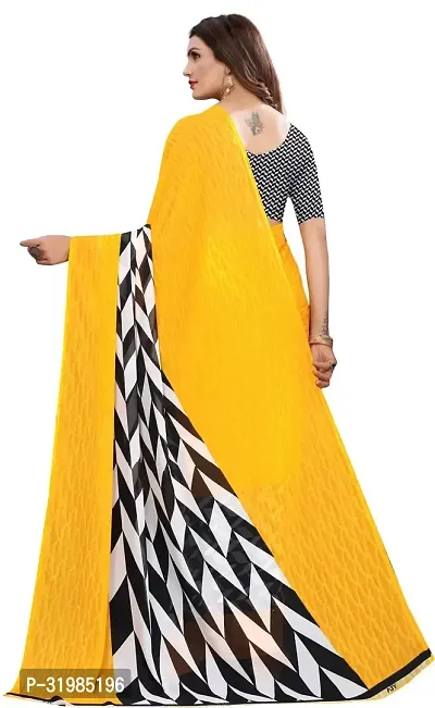 Stylish Yellow Cotton Silk Saree With Blouse Piece For Women-thumb4