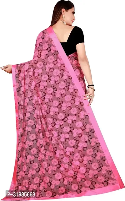 Stylish Pink Cotton Silk Saree With Blouse Piece For Women-thumb3