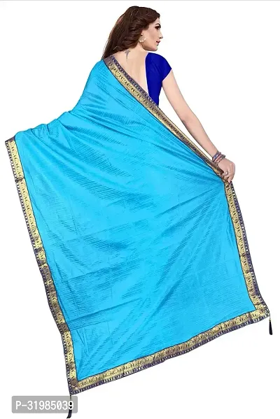 Stylish Blue Cotton Silk Saree With Blouse Piece For Women-thumb2