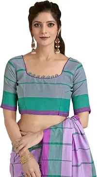 Stylish Lavender Cotton Silk Saree With Blouse Piece For Women-thumb1