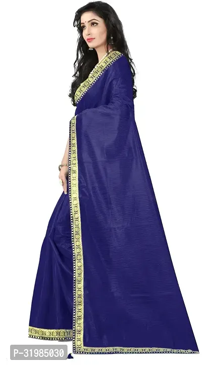 Stylish Navy Blue Cotton Silk Saree With Blouse Piece For Women-thumb3