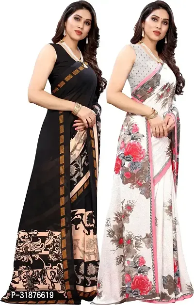 Stylish Multicoloured Art Silk Saree With Blouse Piece For Women Pack Of 2-thumb5