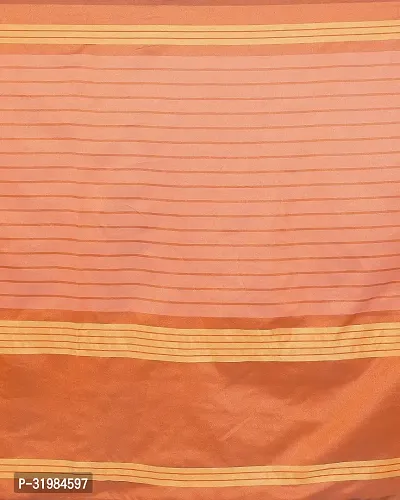 Stylish Orange Cotton Silk Saree With Blouse Piece For Women-thumb4