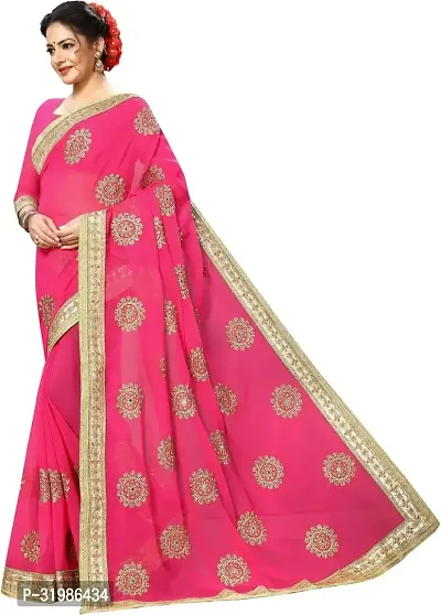 Stylish Pink Cotton Silk Saree With Blouse Piece For Women-thumb2