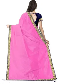 Stylish Pink Cotton Silk Saree With Blouse Piece For Women-thumb1