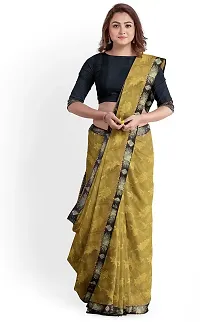 Stylish Olive Lycra Saree With Blouse Piece For Women-thumb2