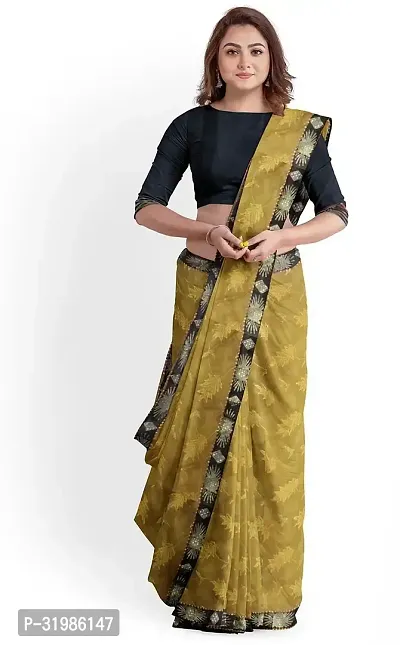 Stylish Olive Lycra Saree With Blouse Piece For Women-thumb3