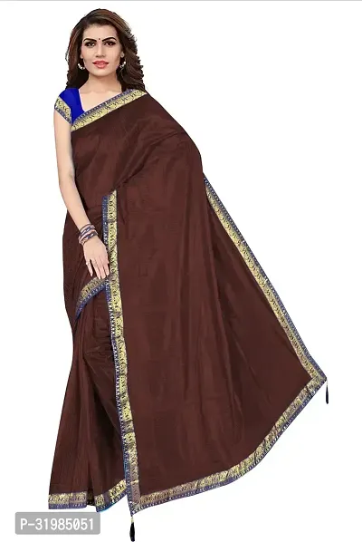 Stylish Brown Cotton Silk Saree With Blouse Piece For Women-thumb5