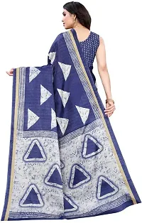 Stylish Navy Blue Cotton Silk Saree With Blouse Piece For Women-thumb3