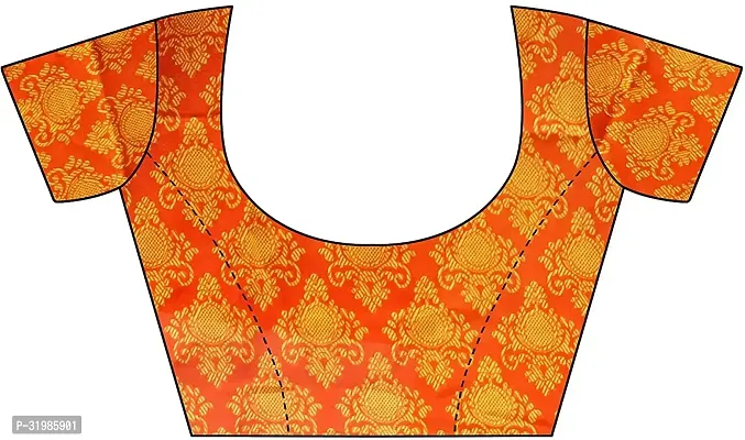 Stylish Orange Cotton Silk Saree With Blouse Piece For Women-thumb3