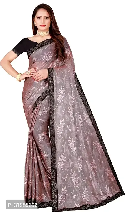 Stylish Grey Lycra Saree With Blouse Piece For Women-thumb0