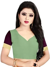 Stylish Dark Green Cotton Silk Saree With Blouse Piece For Women-thumb1