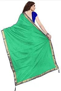 Stylish Green Cotton Silk Saree With Blouse Piece For Women-thumb1