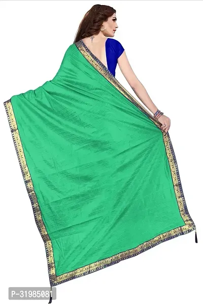 Stylish Green Cotton Silk Saree With Blouse Piece For Women-thumb2