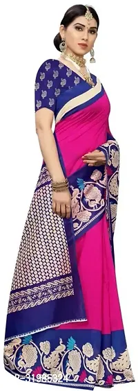 Stylish Pink Cotton Silk Saree With Blouse Piece For Women-thumb4