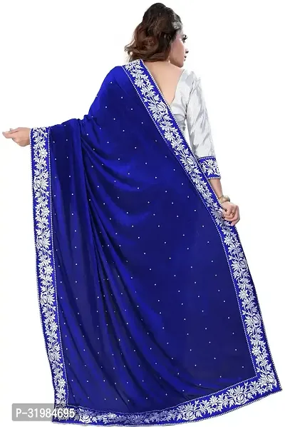 Stylish Blue Art Silk Saree With Blouse Piece For Women-thumb2