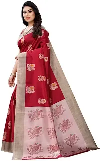 Stylish Red Cotton Silk Saree With Blouse Piece For Women-thumb1