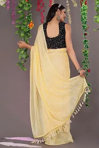 Stylish Yellow Chiffon Saree With Blouse Piece For Women-thumb2