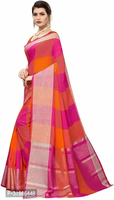 Stylish Multicoloured Cotton Silk Saree With Blouse Piece For Women