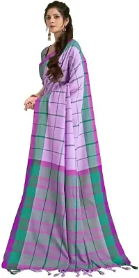 Stylish Lavender Cotton Silk Saree With Blouse Piece For Women-thumb4