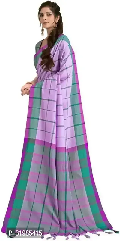 Stylish Lavender Cotton Silk Saree With Blouse Piece For Women-thumb5