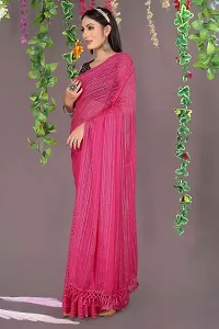 Stylish Pink Chiffon Saree With Blouse Piece For Women-thumb1