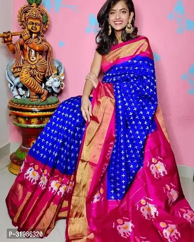 Stylish Blue Art Silk Saree With Blouse Piece For Women