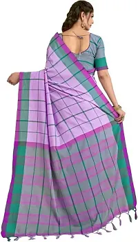 Stylish Lavender Cotton Silk Saree With Blouse Piece For Women-thumb2