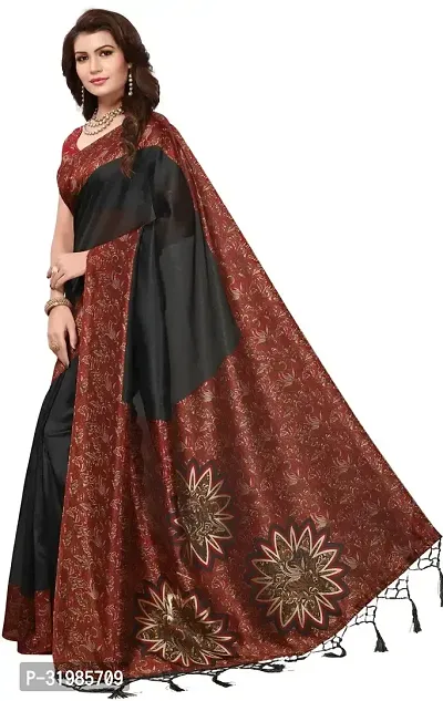 Stylish Black Art Silk Saree With Blouse Piece For Women-thumb0