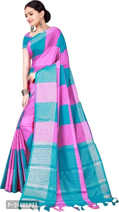 Stylish Multicoloured Cotton Silk Saree With Blouse Piece For Women-thumb2