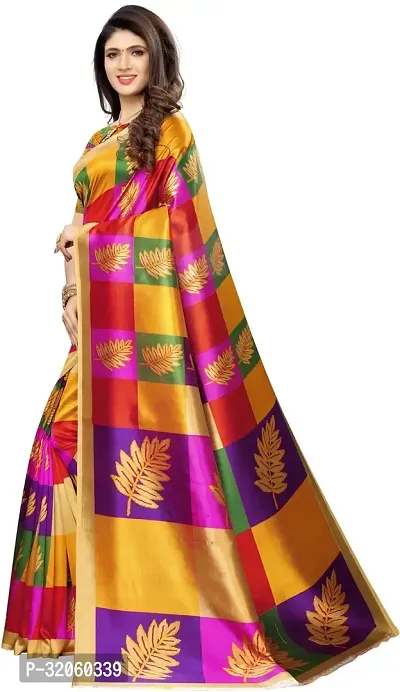 Stylish Cotton Silk Yellow Printed Saree with Blouse piece For Women-thumb3