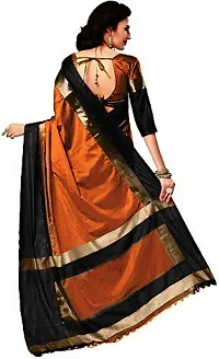 Stylish Cotton Silk Orange Self Pattern Saree with Blouse piece For Women-thumb1