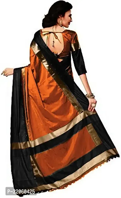 Stylish Cotton Silk Orange Self Pattern Saree with Blouse piece For Women-thumb2