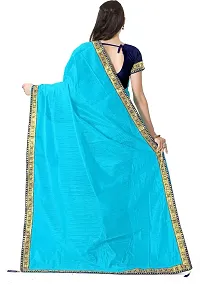 Stylish Blue Cotton Silk Saree With Blouse Piece For Women-thumb1