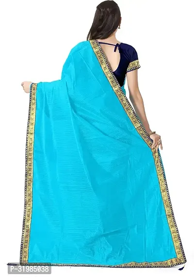 Stylish Blue Cotton Silk Saree With Blouse Piece For Women-thumb2