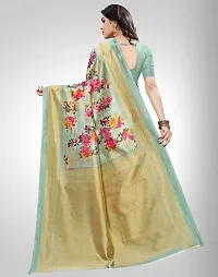 Stylish Turquoise Cotton Silk Saree With Blouse Piece For Women-thumb3