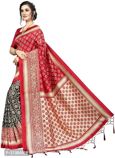 Stylish Red Cotton Silk Saree With Blouse Piece For Women-thumb3