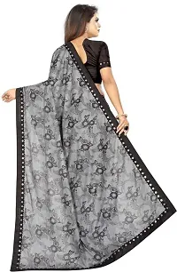 Stylish Grey Cotton Silk Saree With Blouse Piece For Women-thumb1