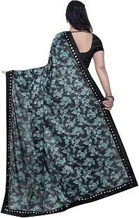 Stylish Black Cotton Silk Saree With Blouse Piece For Women-thumb1