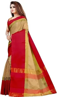 Stylish Beige Cotton Silk Saree With Blouse Piece For Women-thumb3