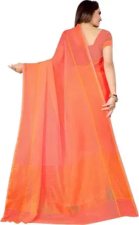 Stylish Peach Cotton Silk Saree With Blouse Piece For Women-thumb1