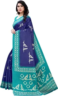 Stylish Navy Blue Cotton Silk Saree With Blouse Piece For Women-thumb1