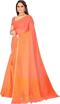 Stylish Peach Cotton Silk Saree With Blouse Piece For Women-thumb2