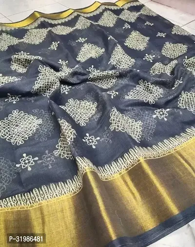 Stylish Grey Cotton Silk Saree With Blouse Piece For Women