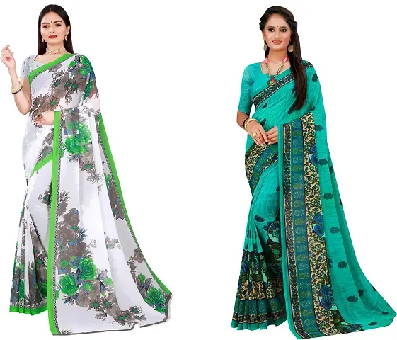 Beautiful Georgette Saree With Blouse Piece Pack Of 2