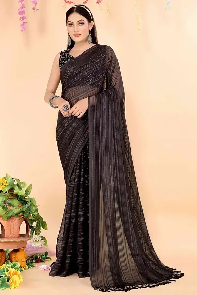 Women Stylish Georgette Self Pattern Saree with Blouse piece