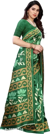 Stylish Green Cotton Silk Saree With Blouse Piece For Women-thumb3